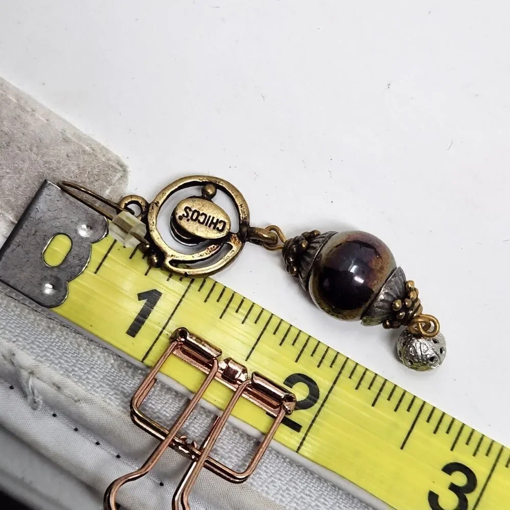 ‎CHICO'S Dangle Rhinestone Mirror Ball Earrings NWT